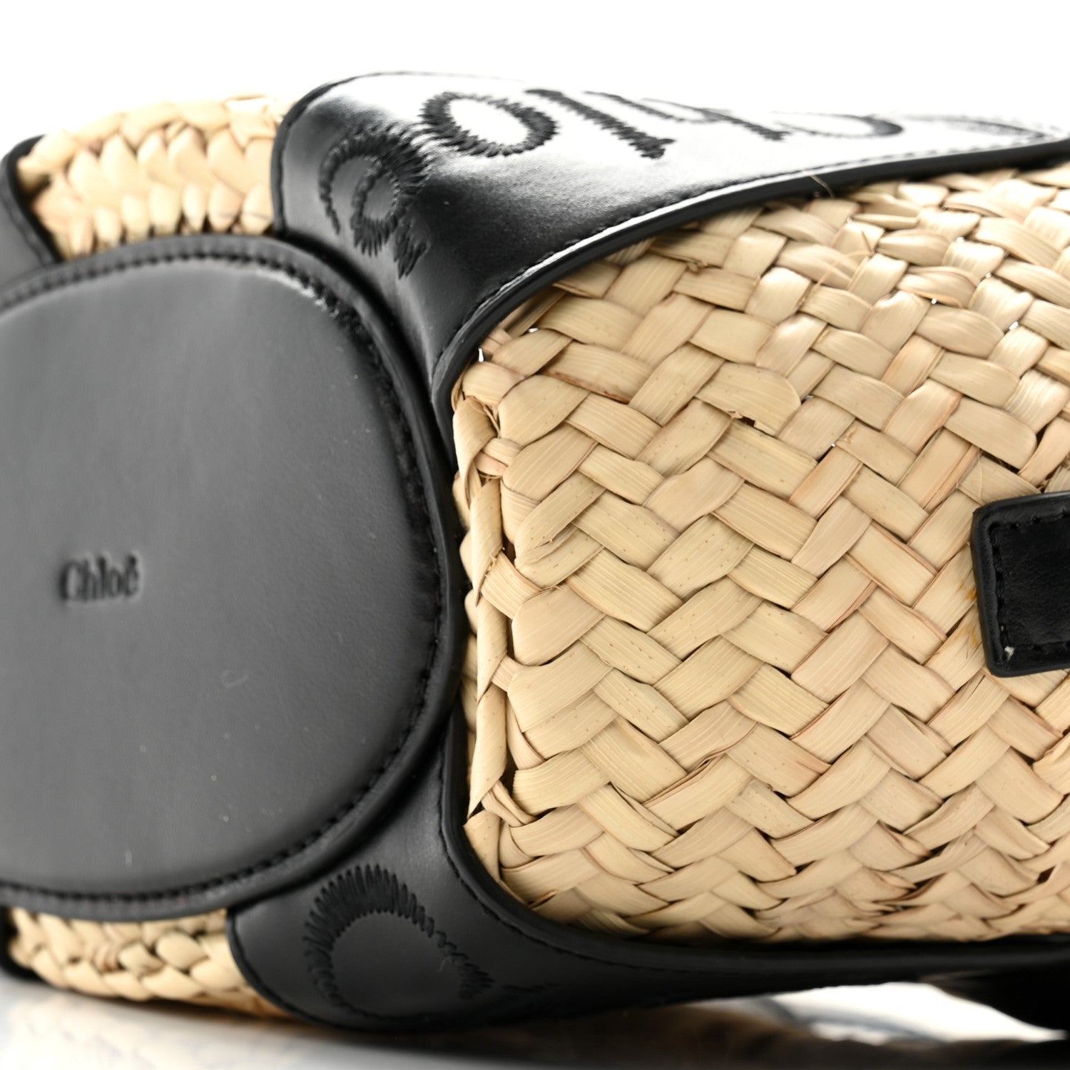 Chloe Raffia Smooth Calfskin Small Sense Basket Black 11 of 13