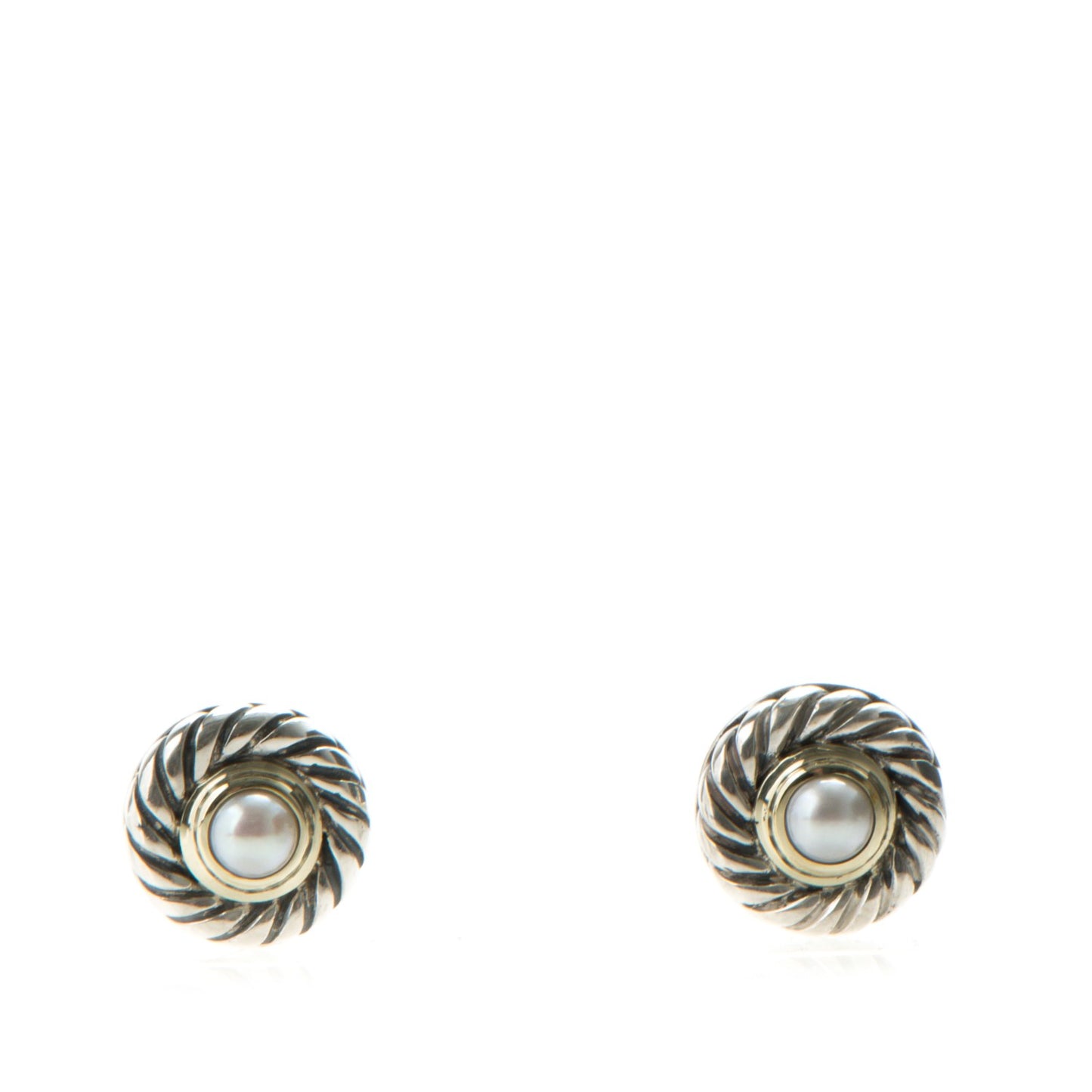 Sterling Silver 14K Yellow Gold Pearl Cookie Earrings