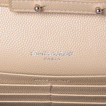 Saint Laurent Grain De Poudre Matelasse Chevron Monogram Chain Wallet Nude Powder 6 of 11