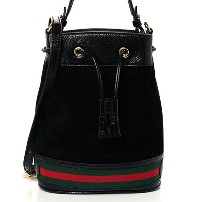 Gucci Suede Patent Web Small Ophidia Bucket Bag Black 9 of 11