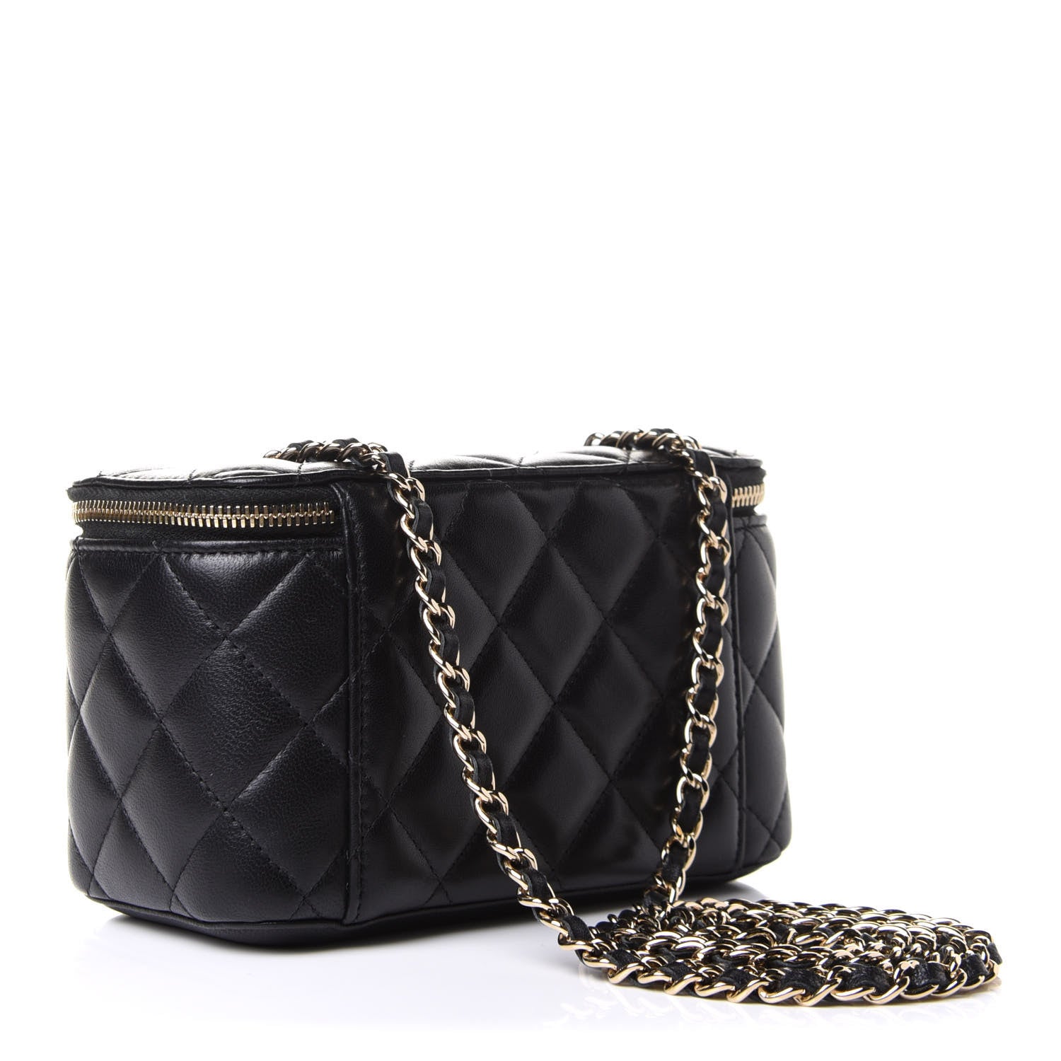 Chanel Lambskin Quilted Small Vanity Case With Chain Black 4 of 13