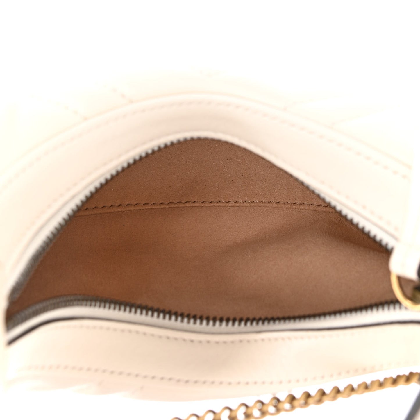 Calfskin Matelasse Chevron Mini GG Marmont Half Moon Hobo Mystic White