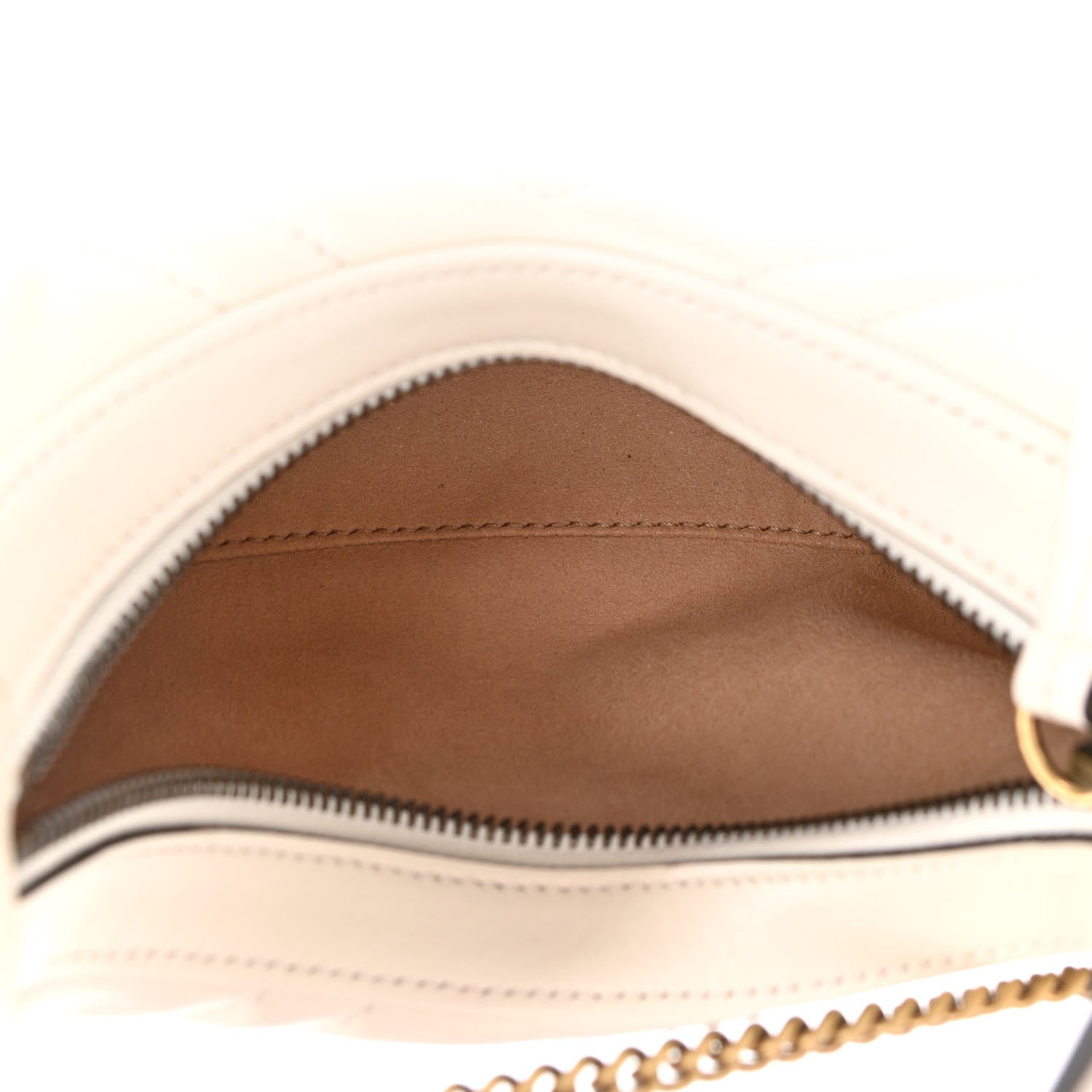 Gucci Calfskin Matelasse Chevron Mini GG Marmont Half Moon Hobo Mystic White 5 of 9
