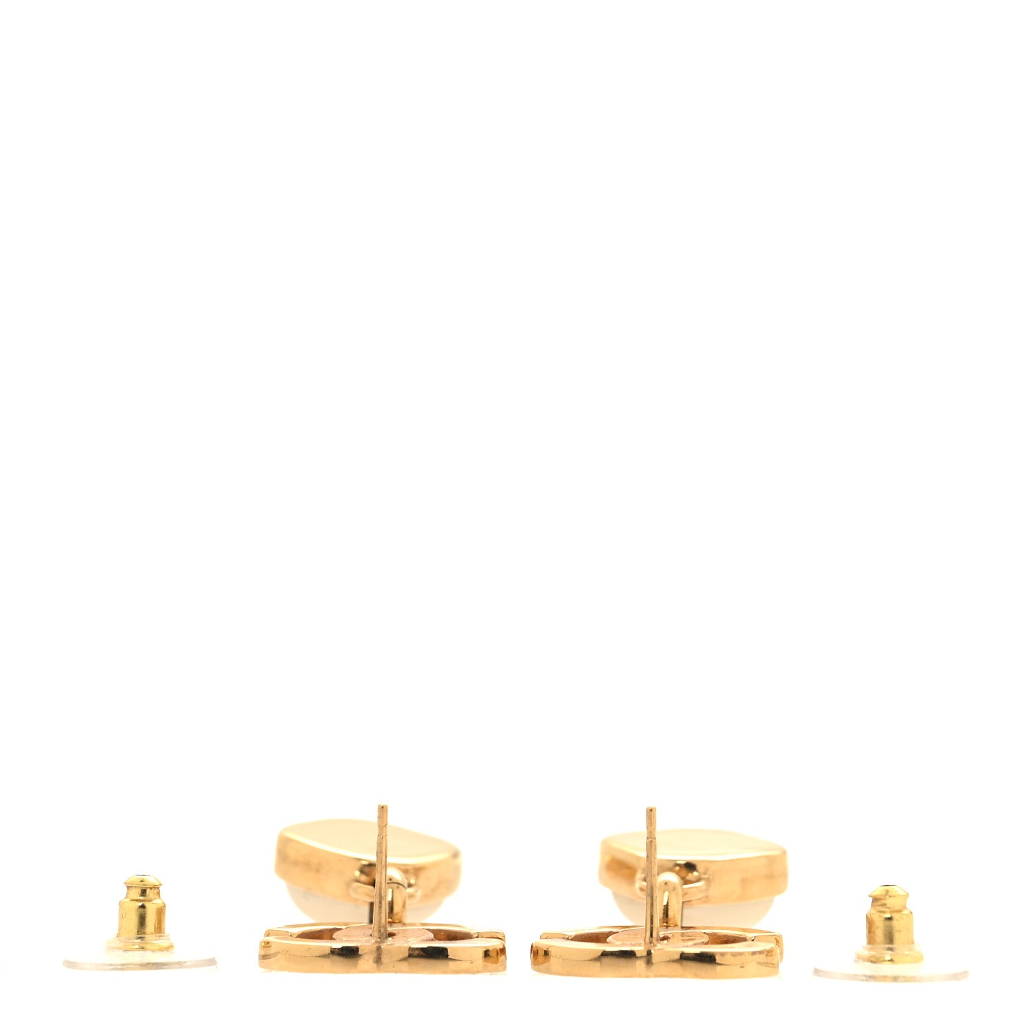 Chanel Metal Crystal Pearl CC Drop Earrings Gold 3 of 5