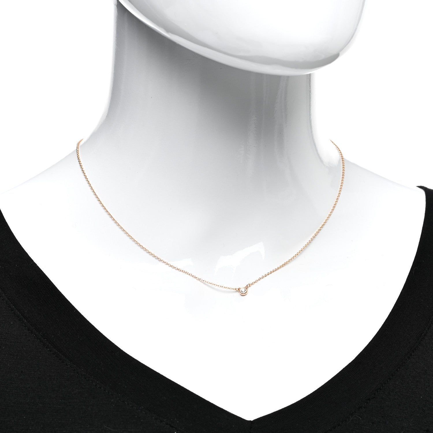 Tiffany 18K Rose Gold Diamond .03ct Elsa Peretti Diamonds by the Yard Pendant Necklace 2 of 4