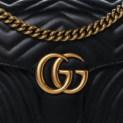 Gucci Calfskin Matelasse Small GG Marmont Shoulder Bag Black 9 of 11