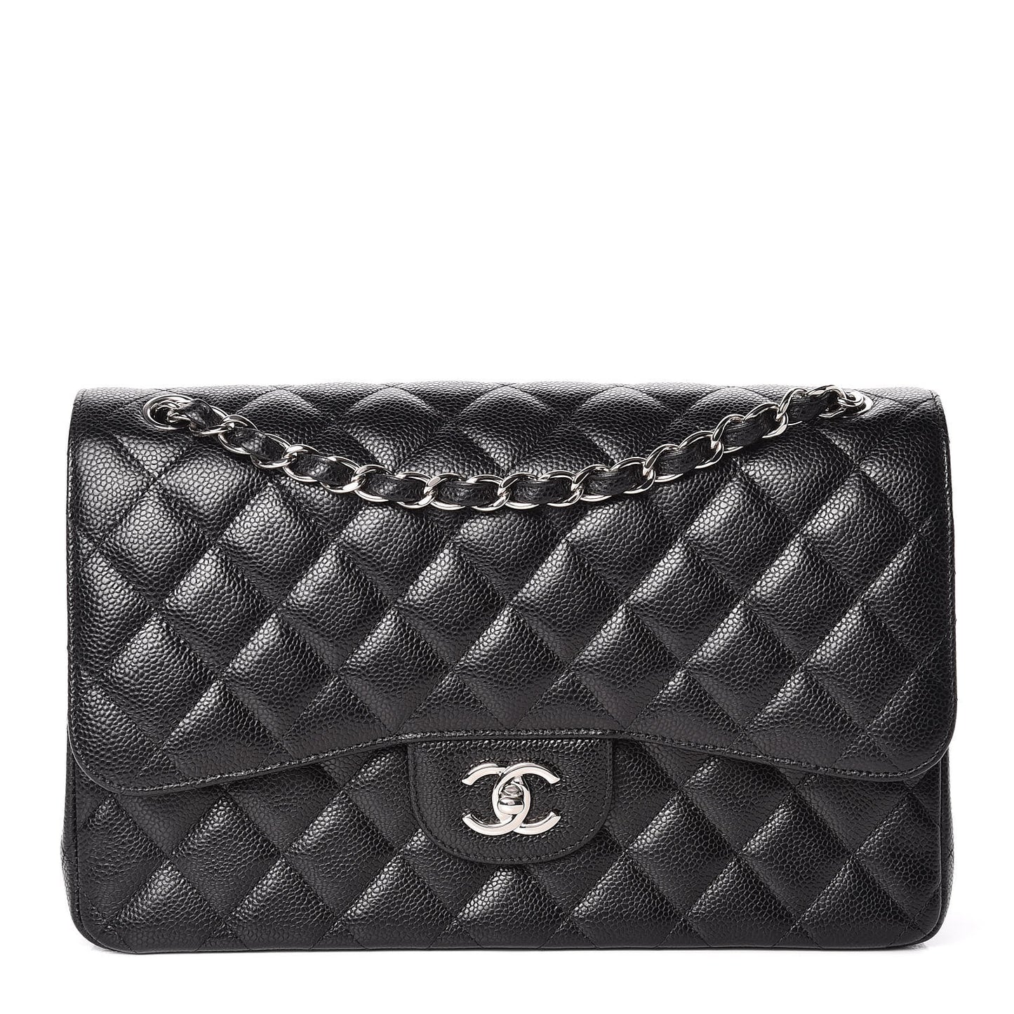 Caviar Quilted Jumbo Double Flap Black