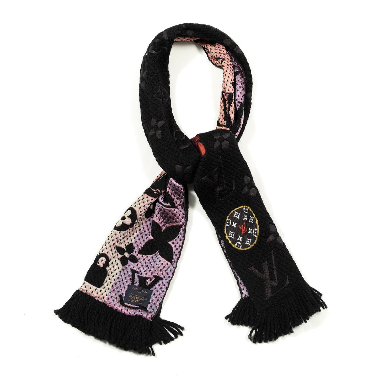 Wool Silk Stories Logomania Scarf Black