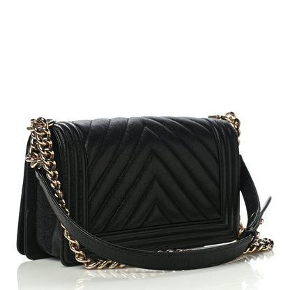 Chanel Caviar Chevron Quilted Medium Boy Flap Black 3 of 11