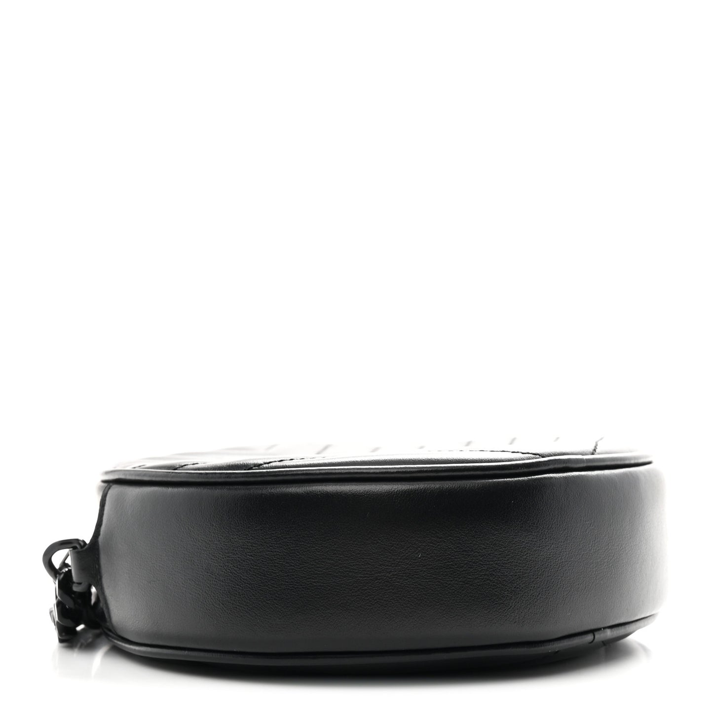 Calfskin Matelasse Chevron Round Vinyle Camera Bag Black