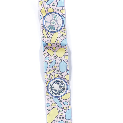 Hermes Silk La Danse Des Amazones Twilly Rose Pale Bleu Jaune 3 of 4
