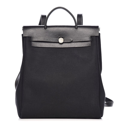 Hermes Toile Vache Calfskin Herbag 30 PM Backpack Black 3 of 15