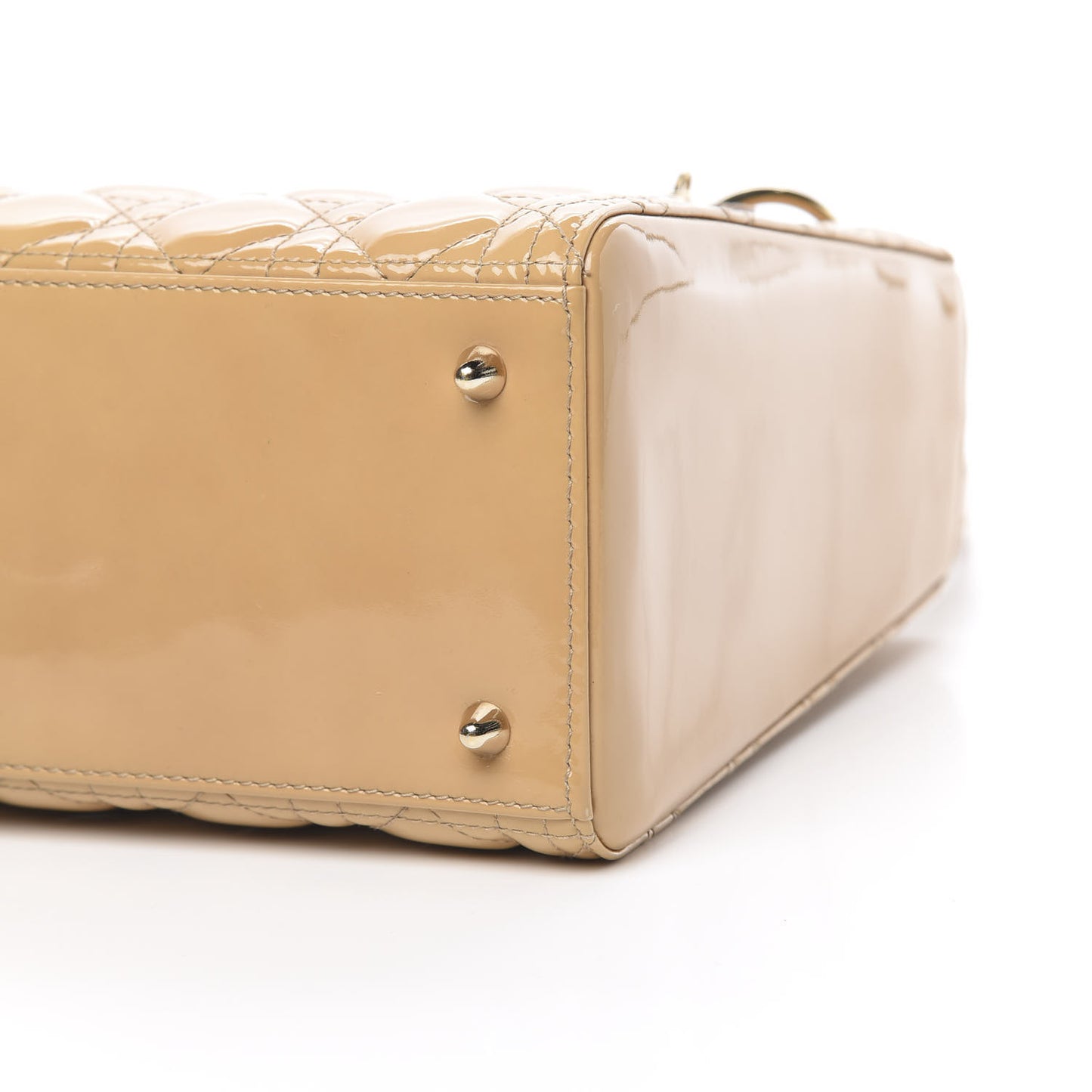 Patent Cannage Medium Lady Dior Beige