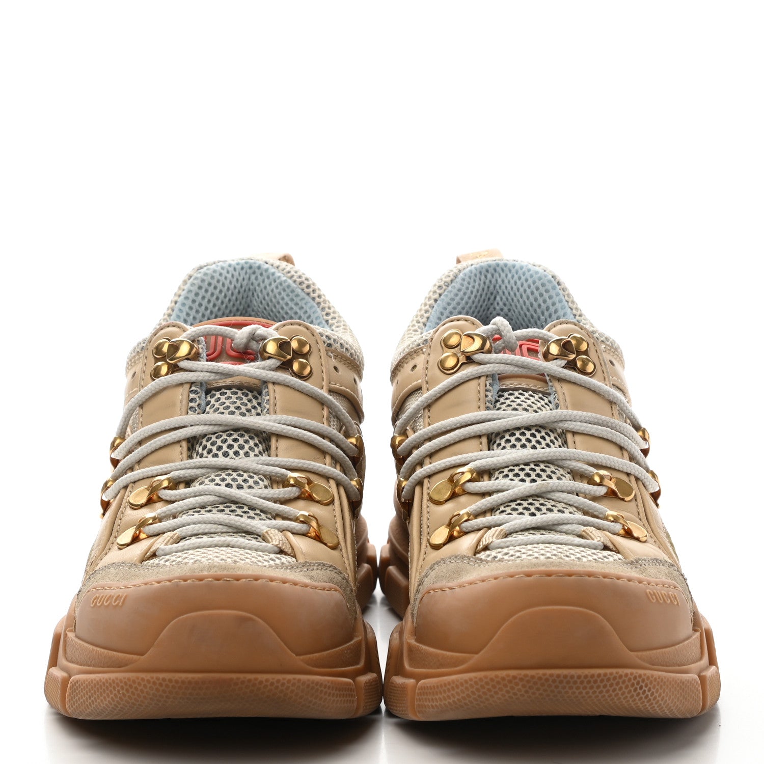 Gucci X SEGA Mesh Canvas Calfskin Womens Flashtrek Sneakers 36 Mystic White Oatmeal Sand Storm 2 of 8