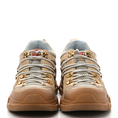 Gucci X SEGA Mesh Canvas Calfskin Womens Flashtrek Sneakers 36 Mystic White Oatmeal Sand Storm 2 of 8