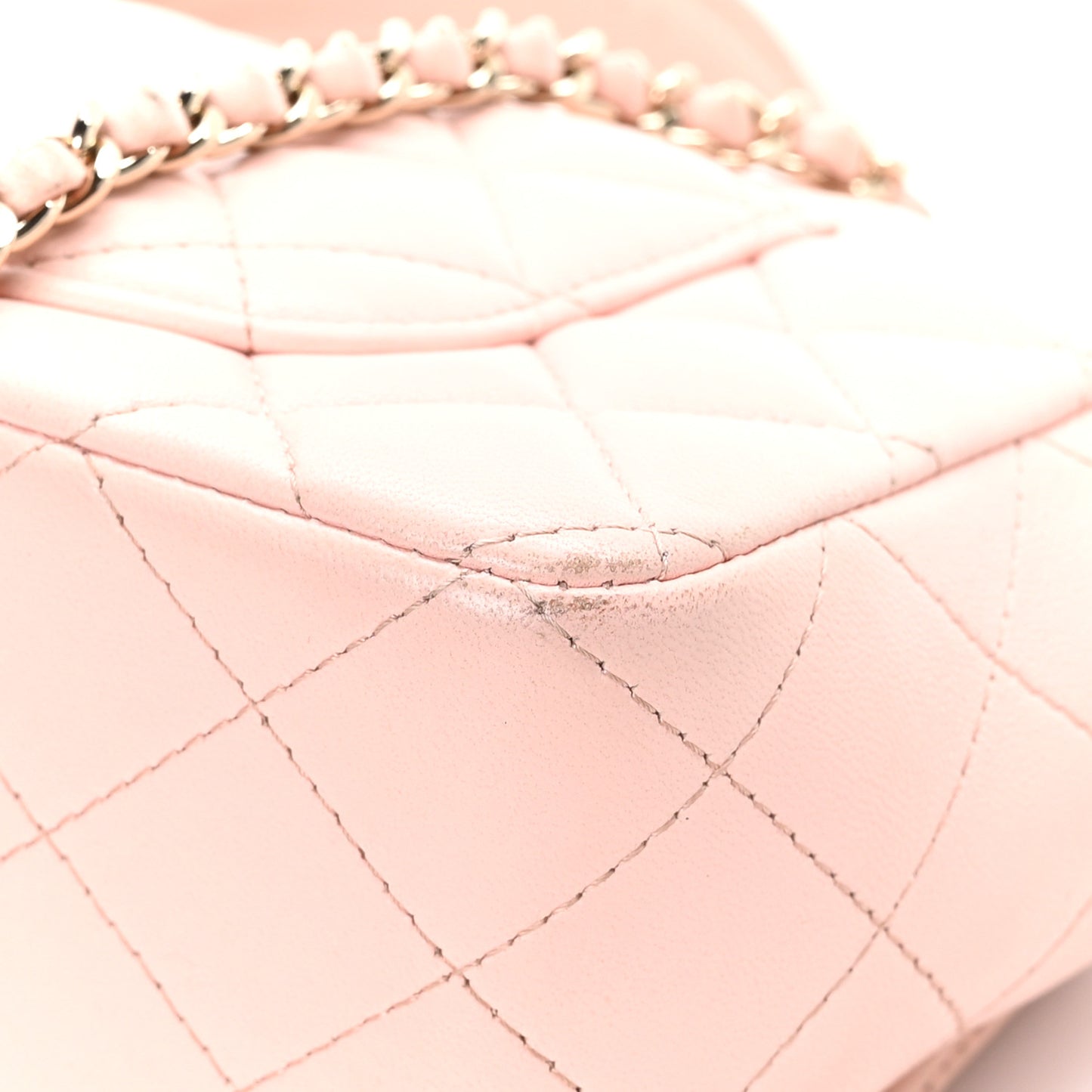 Lambskin Quilted Mini Top Handle Rectangular Flap Light Pink