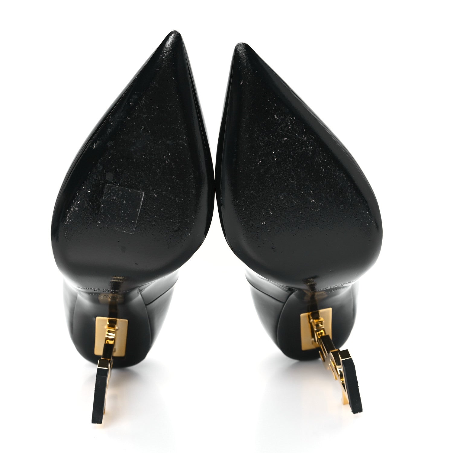 Saint Laurent Vernice Chiffon Opyum 110 Pumps  40 Black Gold 6 of 10