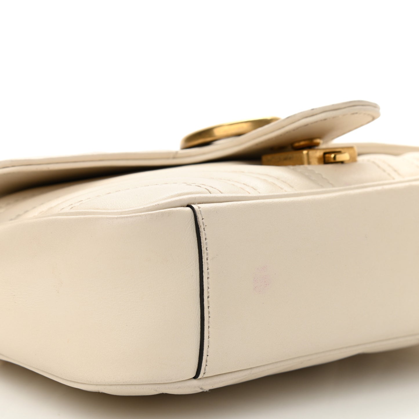 Calfskin Matelasse Mini GG Marmont Shoulder Bag White