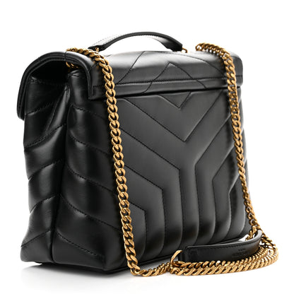 Saint Laurent Calfskin Y Quilted Monogram Small Loulou Chain Satchel Black 3 of 10