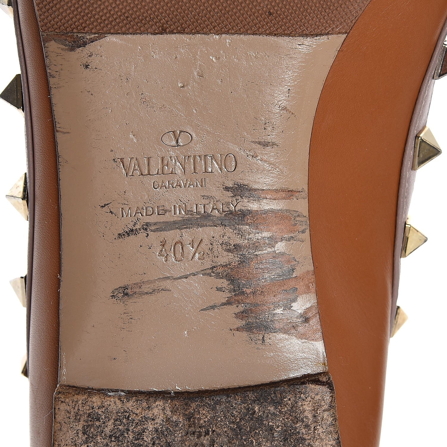 Valentino Garavani Nappa Rockstud Ballerina Flats 40.5 Light Cuir Poudre 10 of 12