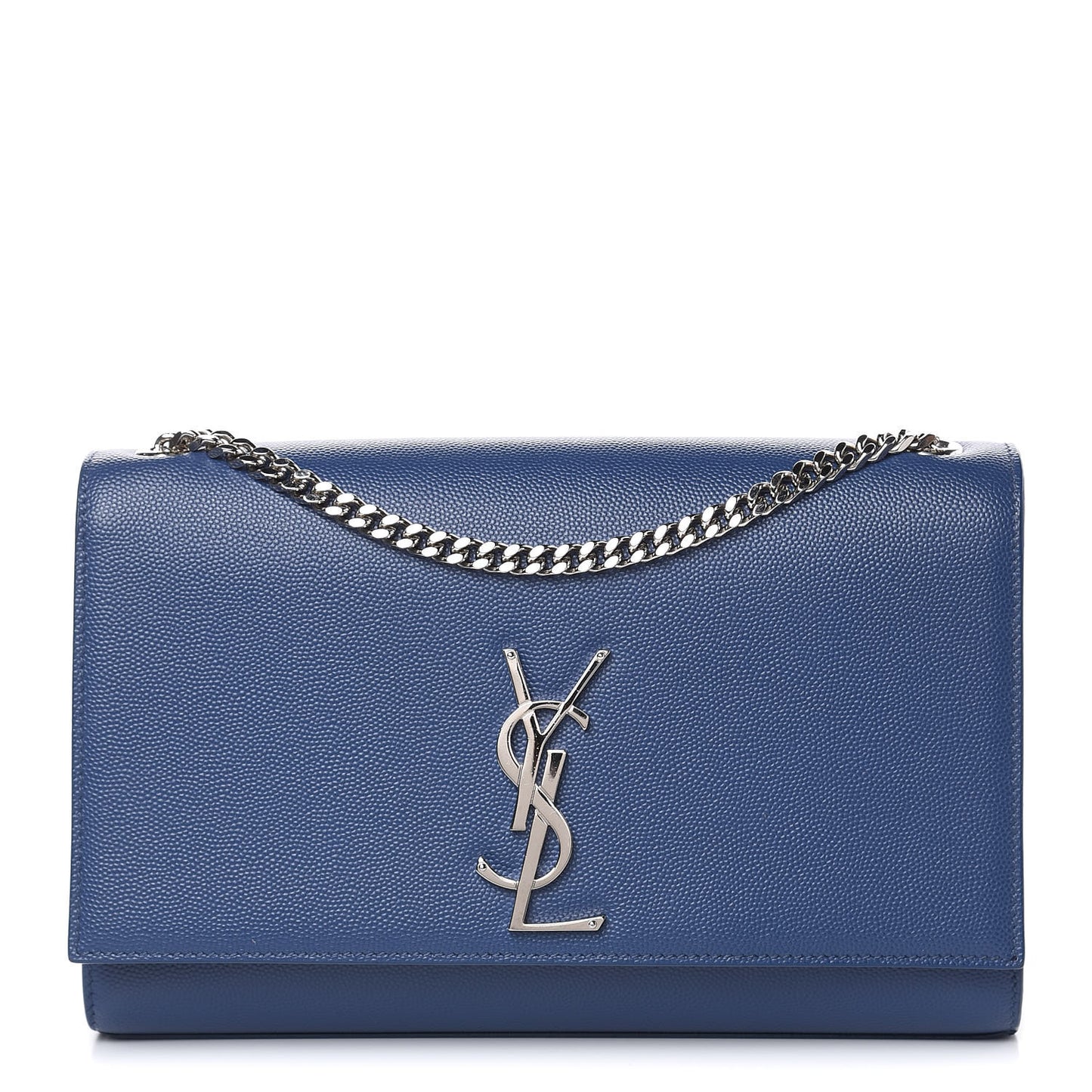Grain De Poudre Medium Classic Monogram Kate Satchel Denim Blue