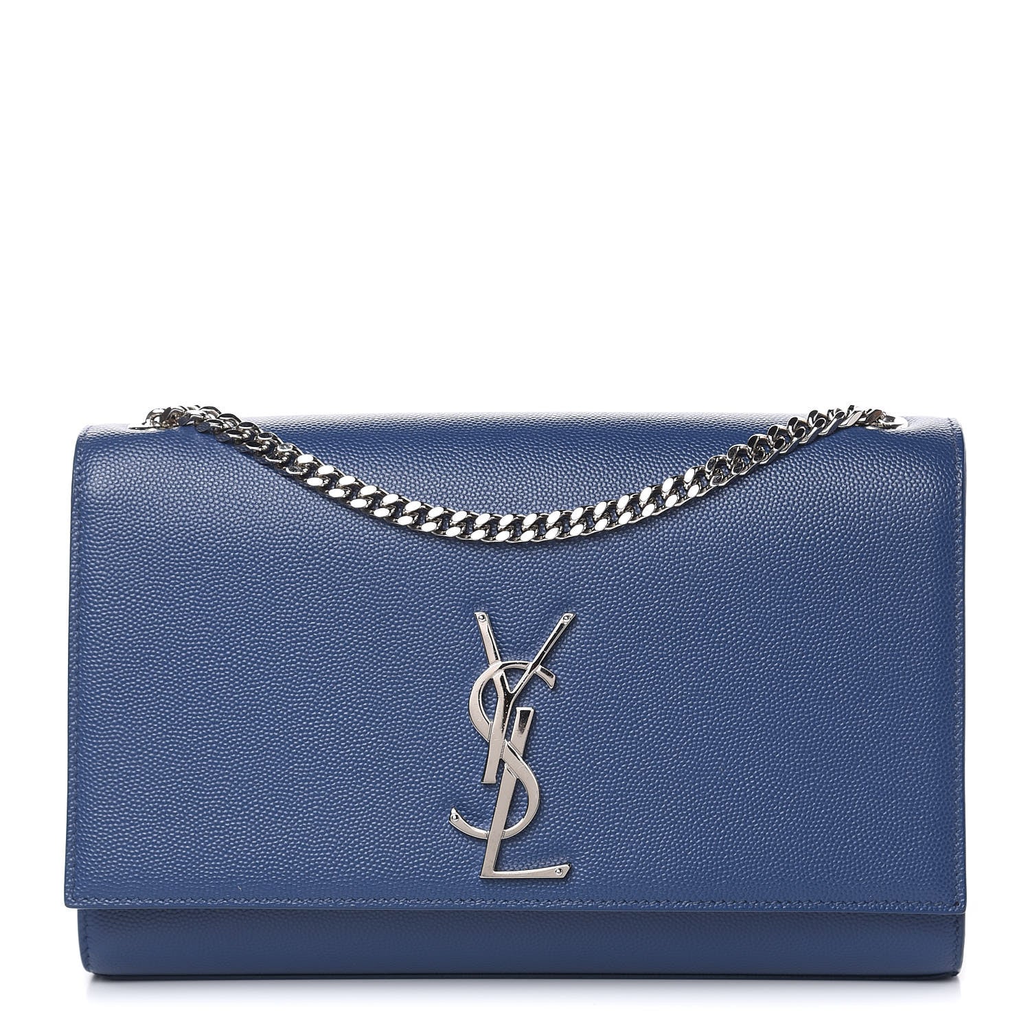 Saint Laurent Grain De Poudre Medium Classic Monogram Kate Satchel Denim Blue 1 of 9