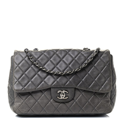 Chanel Lambskin Quilted Jumbo Single Flap Grey 2 of 8