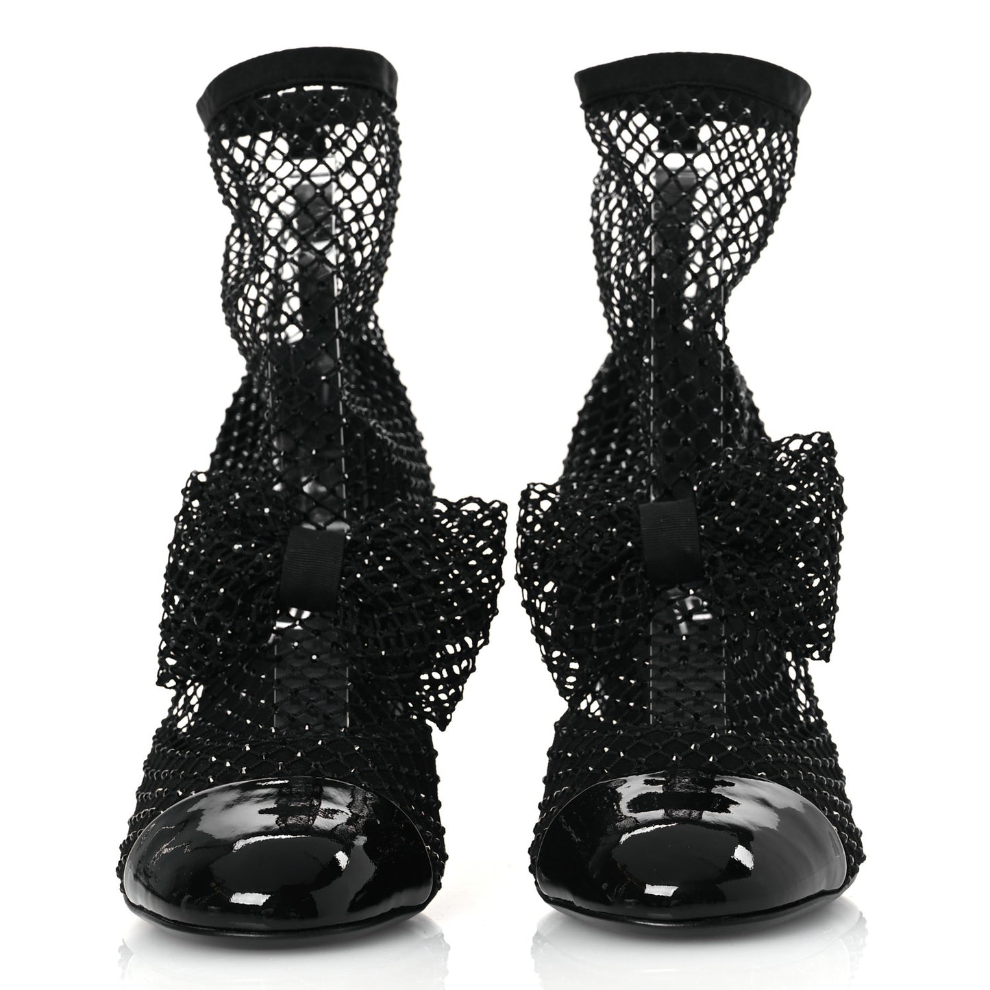 Resille Strass Kid Suede Patent Mary Jane Short Boots 36.5 Black