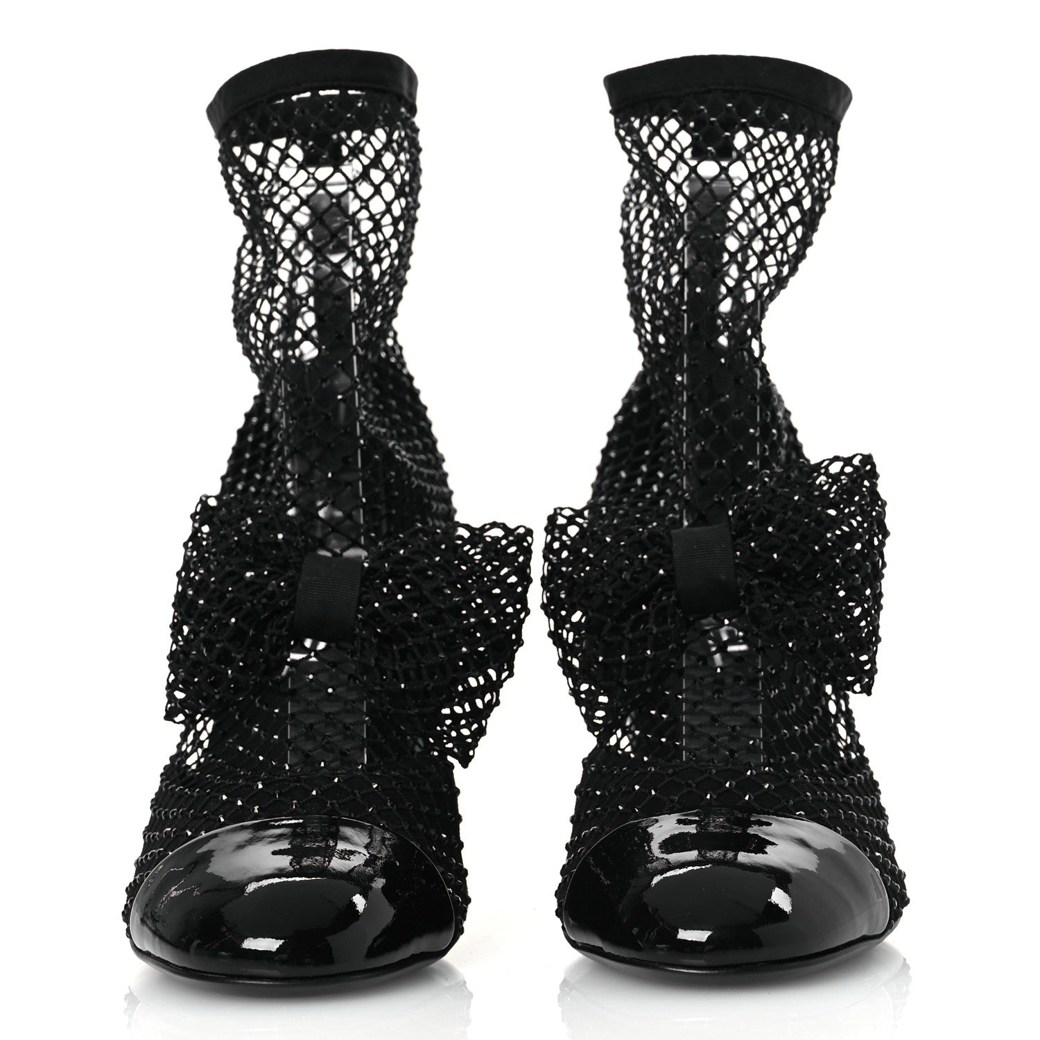 Chanel Resille Strass Kid Suede Patent Mary Jane Short Boots 36.5 Black 3 of 11