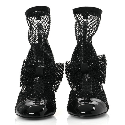Chanel Resille Strass Kid Suede Patent Mary Jane Short Boots 36.5 Black 3 of 11