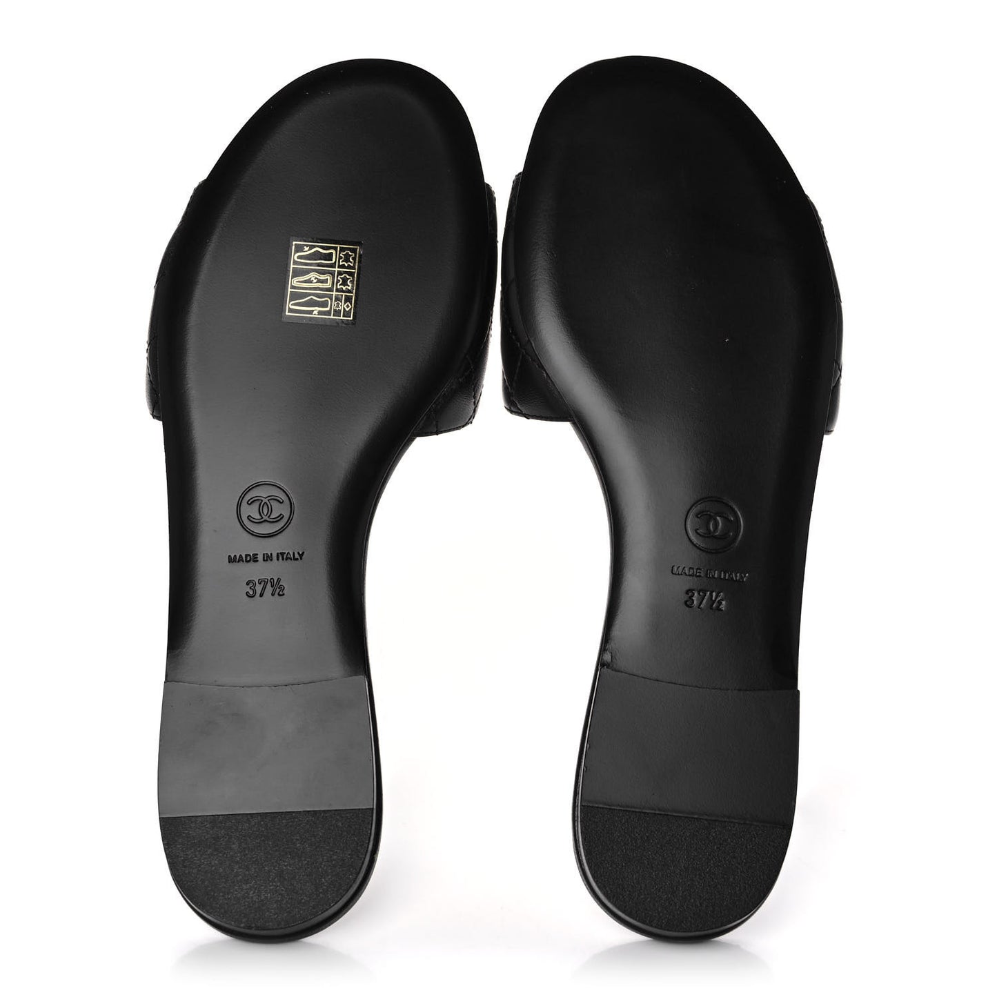 Lambskin Quilted CC Turnlock Sandals 37.5 Black