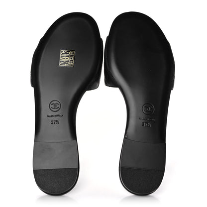 Chanel Lambskin Quilted CC Turnlock Sandals 37.5 Black 5 of 8