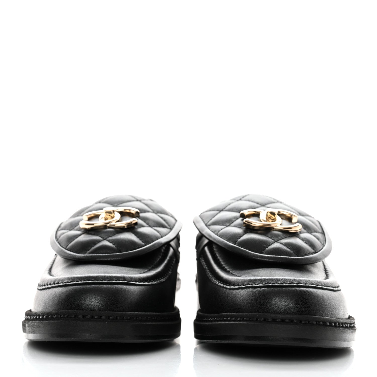 Chanel Lambskin Quilted CC Turnlock Loafers 39.5 Black 2 of 9