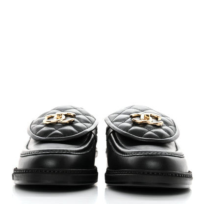 Chanel Lambskin Quilted CC Turnlock Loafers 39.5 Black 2 of 9
