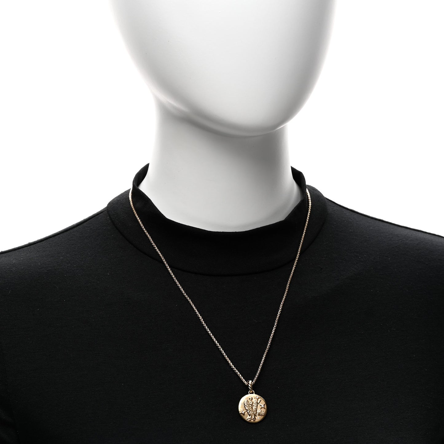 18K Yellow Gold Diamond Virgo Amulet Pendant Necklace