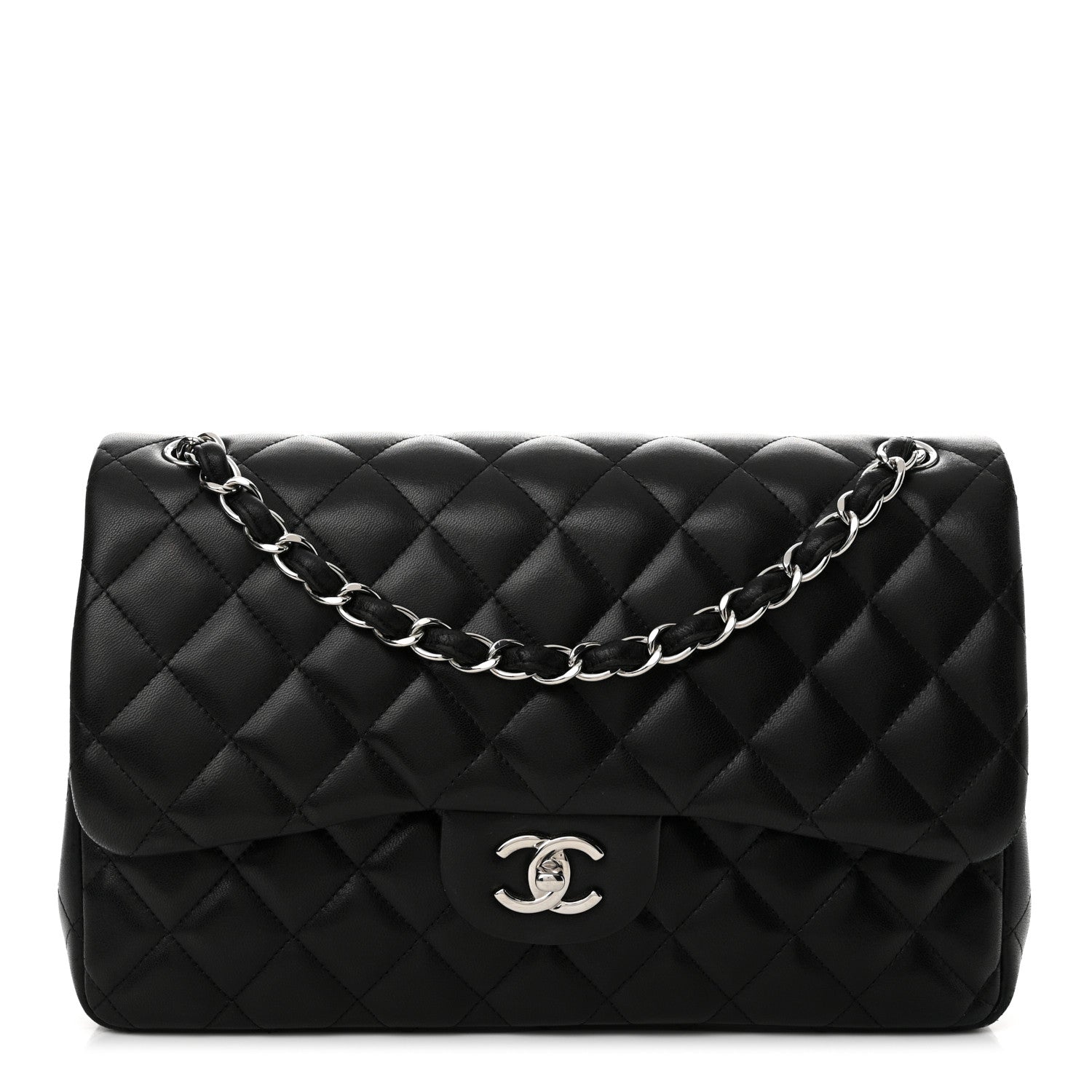 Chanel Lambskin Quilted Jumbo Double Flap Black 1 of 17