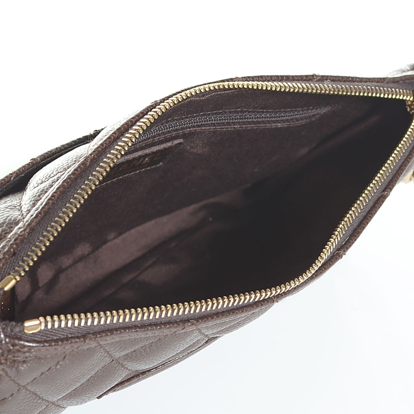 Caviar Quilted Pochette Brown