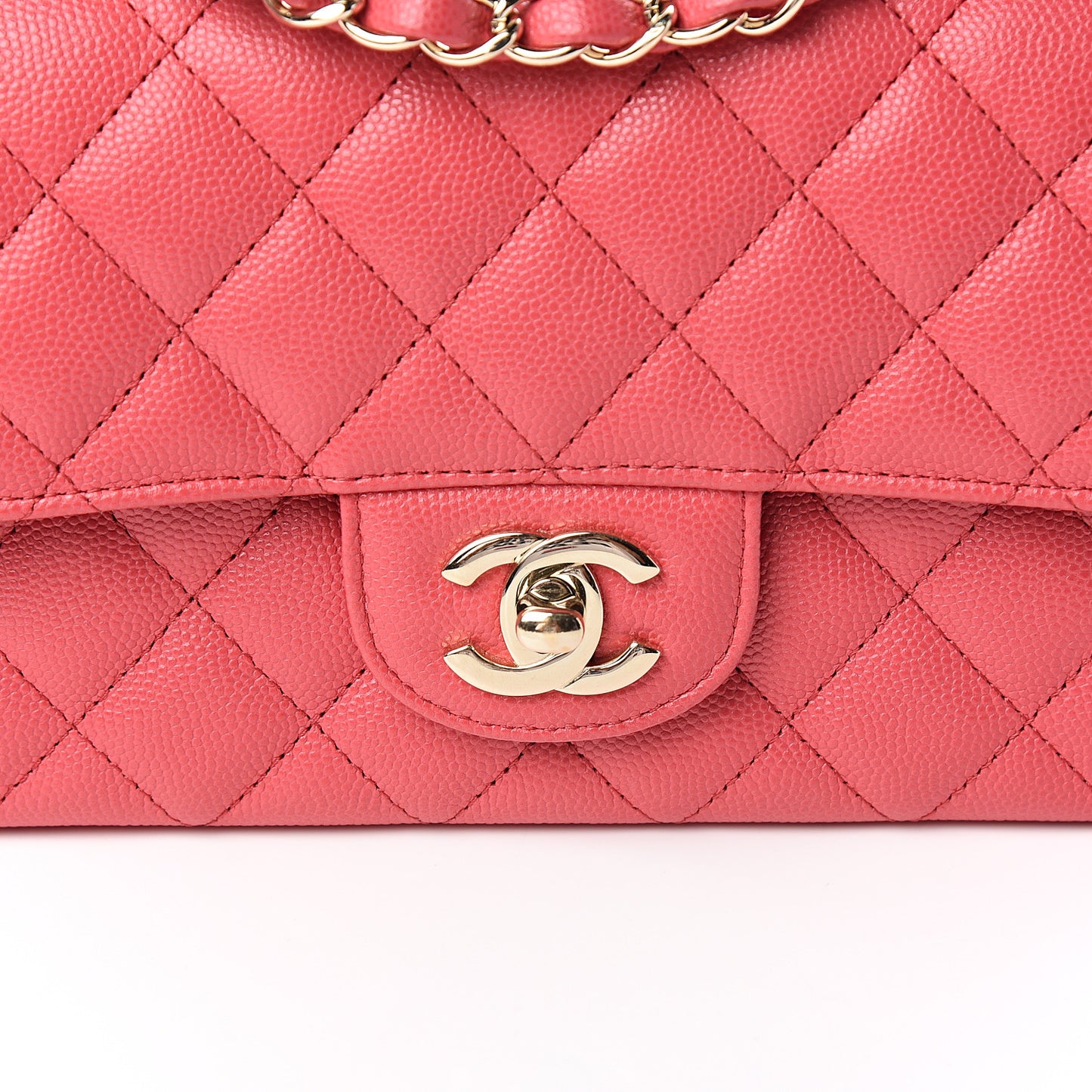 Caviar Quilted Mini Rectangular Flap Dark Pink