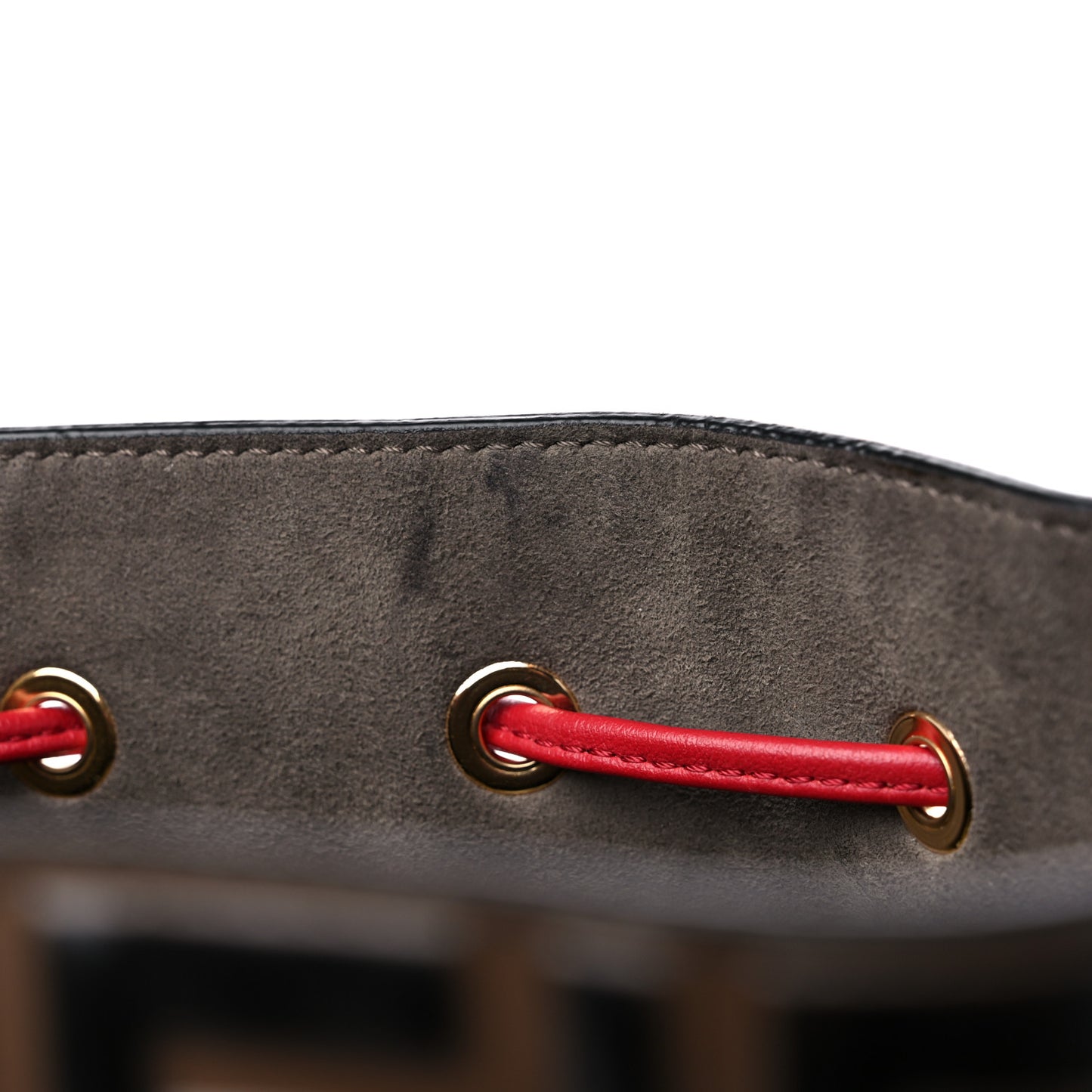Vitello Grace F is Fendi Bi-Color FF 1974 Embossed Grande Mon Tresor Bucket Bag Maya Black Fragola
