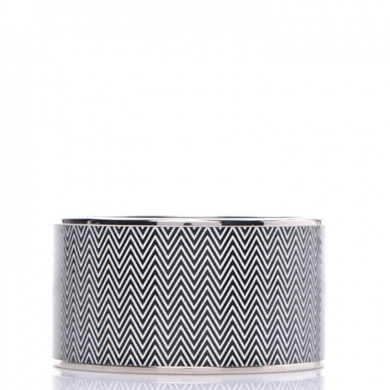 Hermes Enamel Printed Extra Wide Chevron Bracelet 65 Black 3 of 5