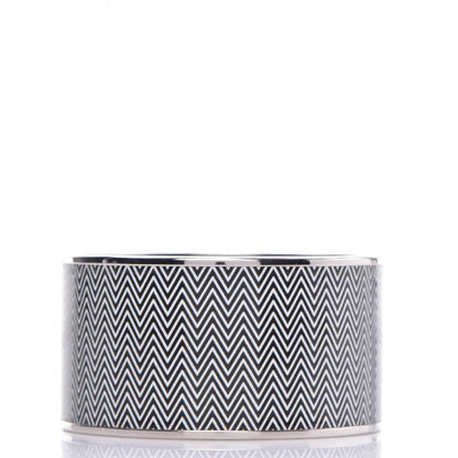 Hermes Enamel Printed Extra Wide Chevron Bracelet 65 Black 3 of 5