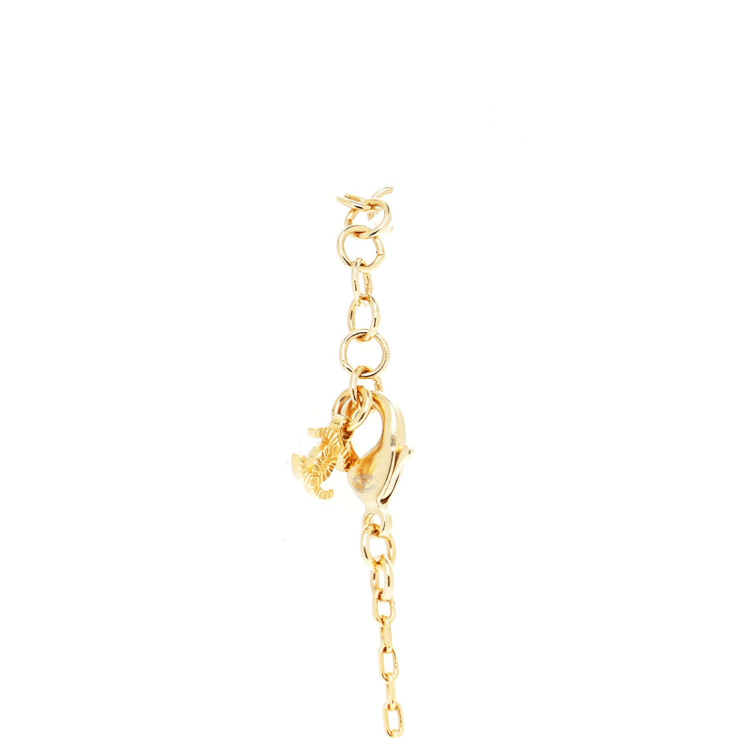 Crystal Metal CC Round Pendant Necklace Gold