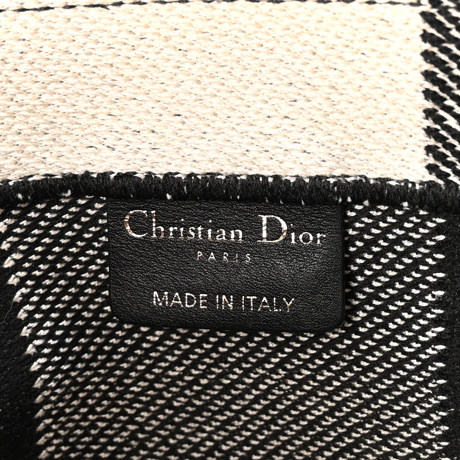 Christian Dior Canvas Embroidered Large Checkered Book Tote Black White 6 of 10