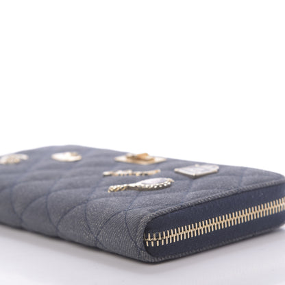 Chanel Denim Quilted Large Gusset Lucky Charms 2.55 Reissue Zip Around Wallet Bleu Fonce 6 of 10