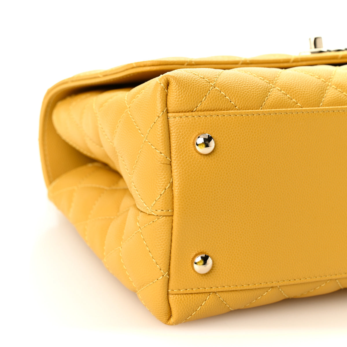 Caviar Quilted Small Coco Handle Flap Yellow