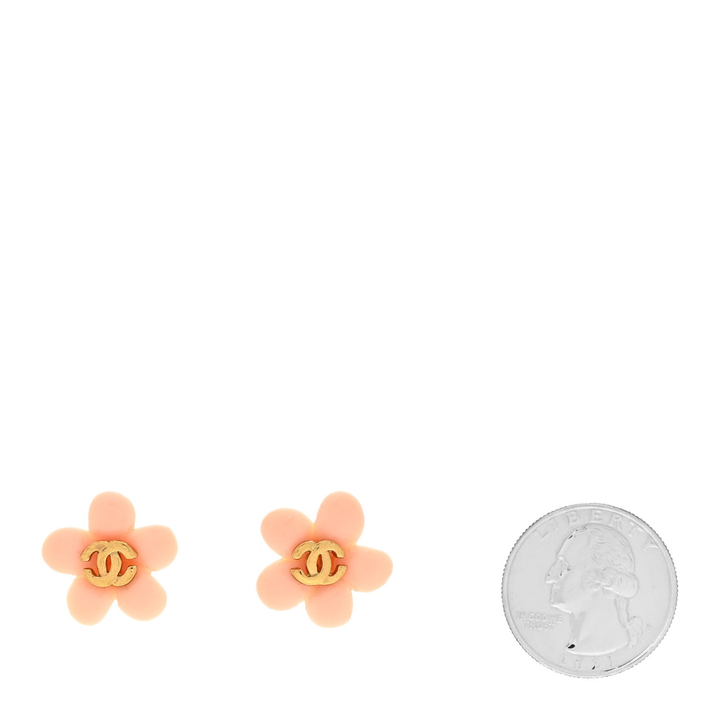 Metal Resin CC Earrings Pink Gold