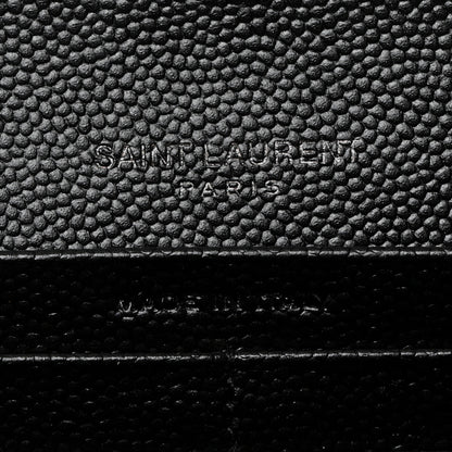 Saint Laurent Grain De Poudre Matelasse Chevron Monogram Flap Wallet Black 6 of 9