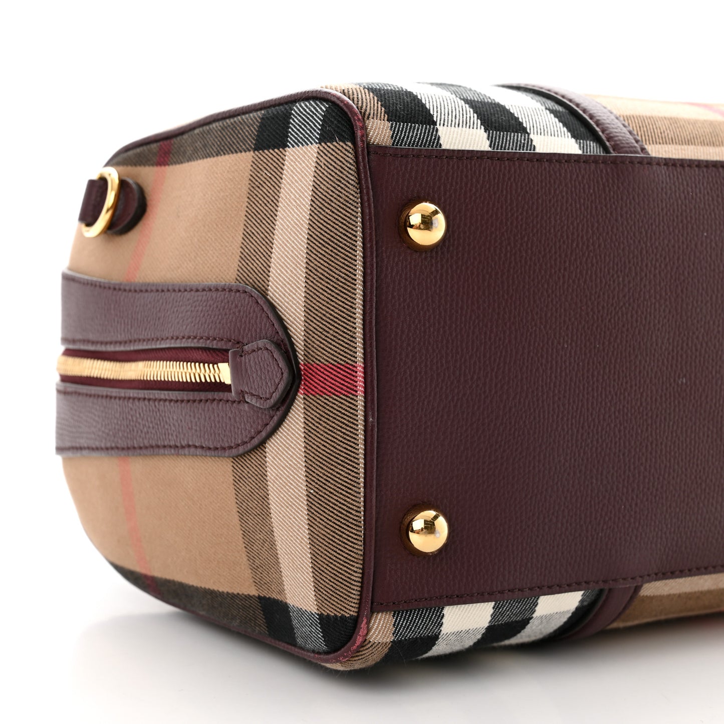 House Check Derby Calfskin Medium Alchester Bowling Bag Mahogany Red