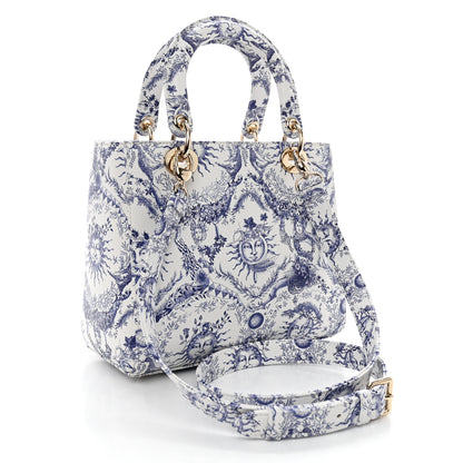 Christian Dior Calfskin Le Soleil Print Medium Lady Dior Blue Multicolor 3 of 10