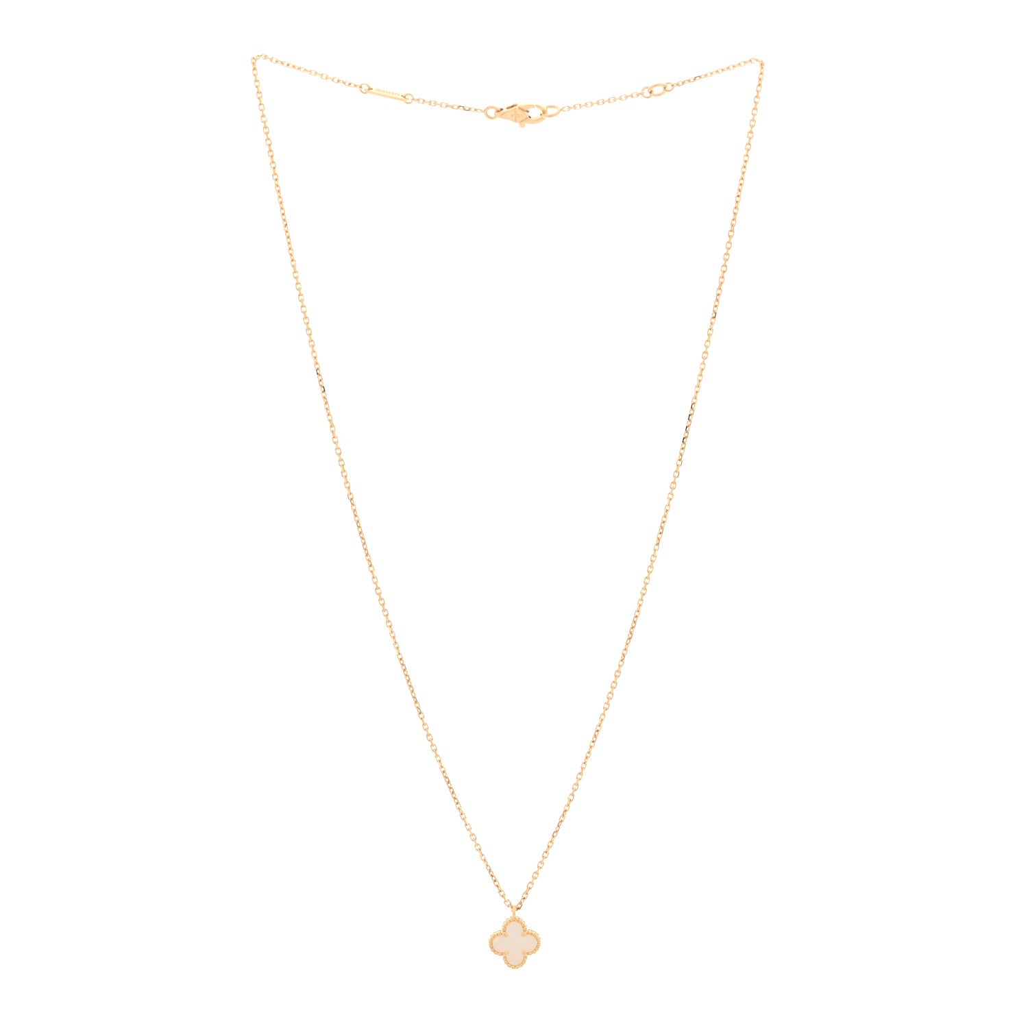 Van Cleef & Arpels 18K Yellow Gold Mother of Pearl Sweet Alhambra Pendant Necklace 3 of 5
